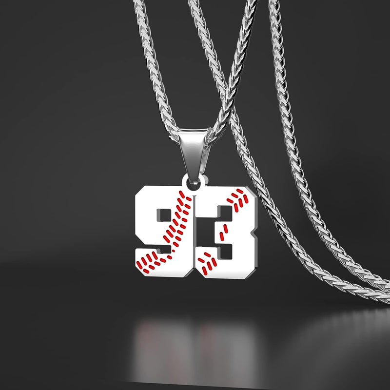 Wikavanli Personalized Baseball Jersey Number 00-99 Necklace - Stainless Steel Baseball Chain Pendant Necklace - Team Jewelry Gift for Boys, Girls, Men, Women - Image 2